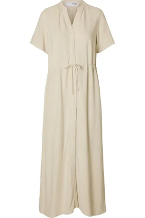 SELECTED Slfviva-Damina Ss Ankle Sun Dress Noos Maxikjole Festkjole Cream