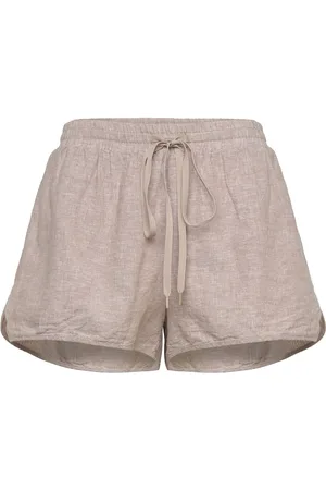 Monki Linen Shorts Bottoms Shorts Casual Shorts Beige
