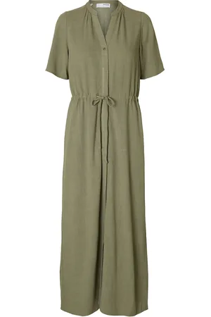 SELECTED Slfviva-Damina Ss Ankle Sun Dress Noos Maxikjole Festkjole Green