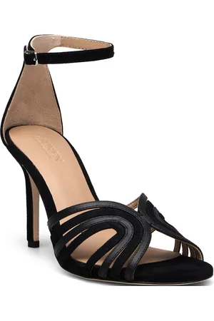 Ralph Lauren Allie Suede & Leather Multistrap Sandal Sandal Med Hæl Black