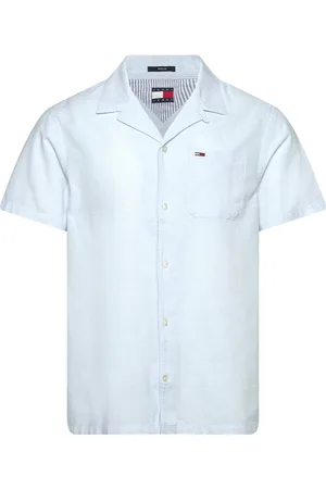 Tommy Hilfiger Tjm Linen Blend Camp Ss Ext Tops Shirts Linen Shirts Blue