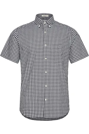 GANT Reg Poplin Gingham Ss Shirt Tops Shirts Short-sleeved Black