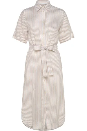 GANT Reg Linen Striped Shirt Dress Dresses Shirt Dresses Beige