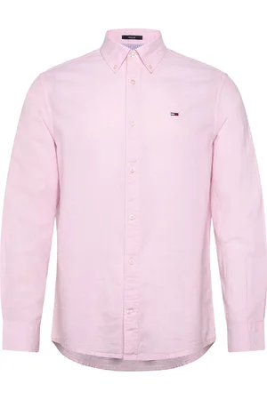 Tommy Hilfiger Tjm Reg Linen Blend Ls Shirt Ext Tops Shirts Oxford Shirt Pink