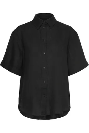 GANT Rel Linen Ss Shirt Tops Shirts Short-sleeved Black