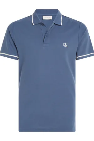 Calvin Klein Tipping Slim Polo Tops Polos Short-sleeved Blue