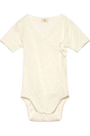 Copenhagen Colors Pointelle Heart Crossover Body Ss Bodies Short-sleeved Cream