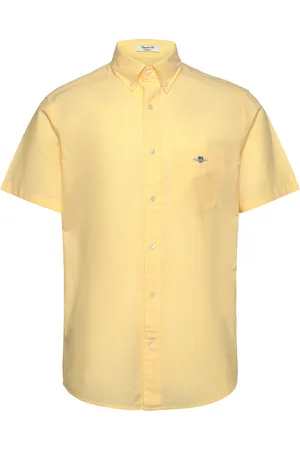 GANT Reg Classic Poplin Ss Shirt Tops Shirts Short-sleeved Yellow