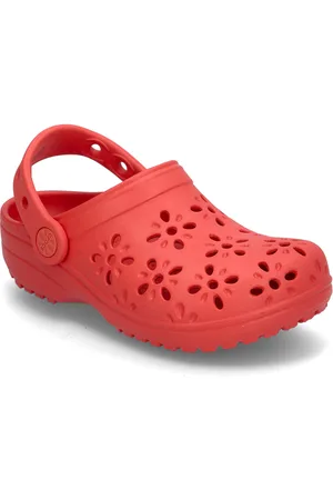 Crocs Classic Floral Cut Out Clog K Shoes Clogs Red