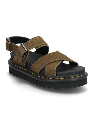 Dr. Martens Voss Ii Dms Olive Bronx Suede Shoes Sandals Flat Sandals Brown