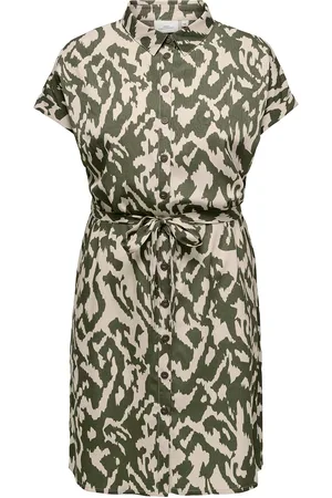ONLY Cardiega Life Ss Shirt Dress Wvn Noos Knelang Kjole Green