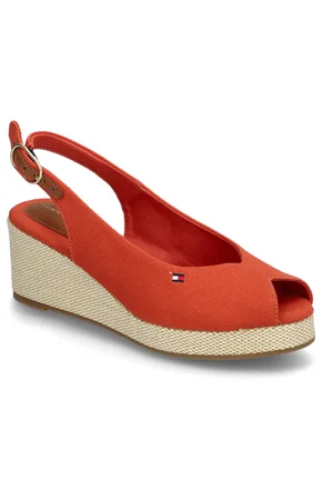Tommy Hilfiger Flag Mid Wedge Espad Slingback Sandal Med Hæl Espadrilles Orange