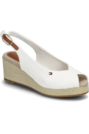 Tommy Hilfiger Flag Mid Wedge Espad Slingback Sandal Med Hæl Espadrilles White
