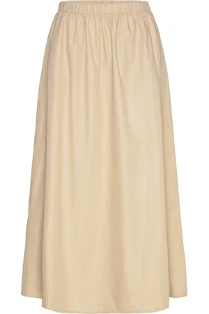 Calvin Klein Poplin Pull On Midi Skirt Skirts Knee-length & Midi Skirts Beige
