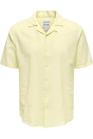 Only & Sons Onscaiden Life Ss Solid Resort Linennoos Tops Shirts Short-sleeved Yellow