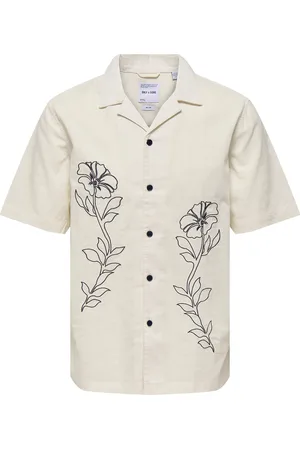 Only & Sons Onsgali Rlx Resort Ss Emb Shirt Tops Shirts Short-sleeved Shirts White