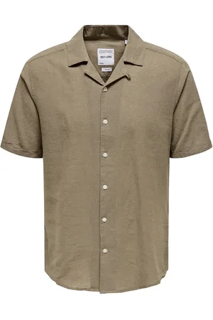 Only & Sons Onscaiden Life Ss Solid Resort Linennoos Tops Shirts Short-sleeved Green