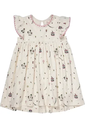 Copenhagen Colors Printed Dress W. Ruffle Sleeves Dresses & Skirts Dresses Casual Dresses Sleeveless Casual Dresses Cream