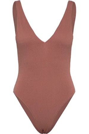 Seafolly Seadive Deep V Neck Piece Badedrakt Badetøy Brown