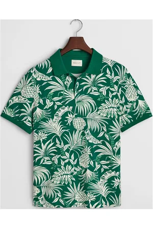 GANT Printed Ss Polo Tops Polos Short-sleeved Green