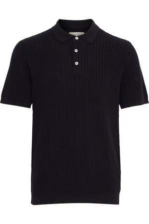 Casual Friday Cfkarl Structured Knit Polo Tops Knitwear Short Sleeve Knitted Polos Navy