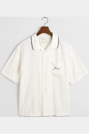 GANT Rel Viscose Ss Shirt Tops Shirts Short-sleeved Shirts White