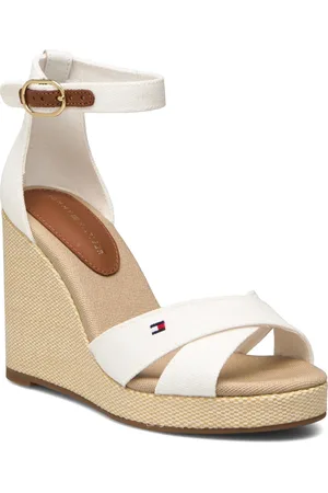 Tommy Hilfiger Flag High Wedge Espad Crisscross Sandal Med Hæl Espadrilles White