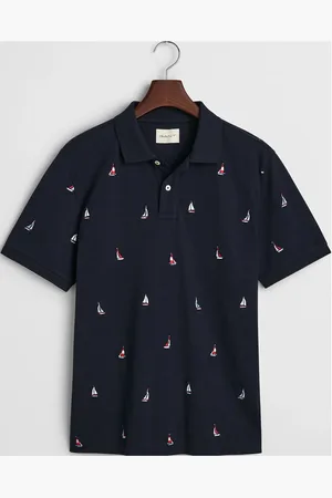 GANT Embroidered Graphic Polo Tops Polos Short-sleeved Blue