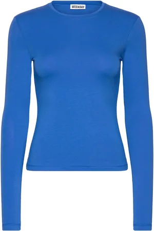 Weekday Slim Fitted Long Sleeve Tops T-shirts & Tops Long-sleeved Blue