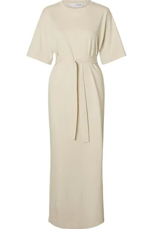 SELECTED Slfessential Ss Pocket Ankle Dress Noos Maxikjole Festkjole Cream
