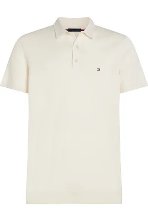Tommy Hilfiger Essential Cotton Knitted Polo Tops Polos Short-sleeved Cream