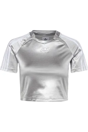 adidas Teamgeist Top Sport Women Sport Clothing Sports Tops & T-shirts Sport Crop Tops Sport Short-sleeved Crop Tops Silver