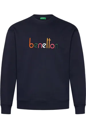 Benetton Sweater L/S Tops Knitwear Round Necks Navy