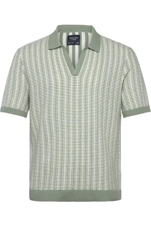 Abercrombie & Fitch Anf Mens Sweaters Tops Knitwear Short Sleeve Knitted Polos Green