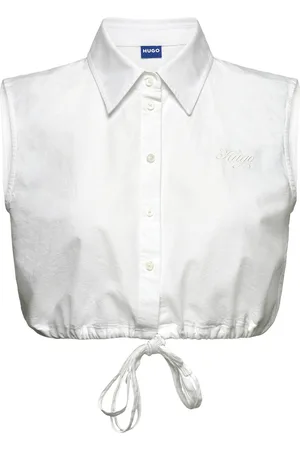 Hugo Blue Ejoy_B Tops Crop Tops Sleeveless Crop Tops White