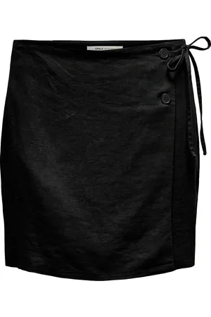 ONLY Onlcaro Mw Wrap Linen Bl Skirt Cc Pnt Skirts Short Skirts Black