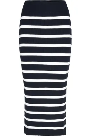 GANT Striped Thin Knit Skirt Skirts Knitted Skirts Navy