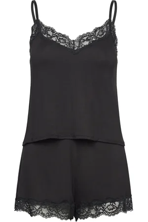 Hunkemöller Pj Cami Jersey Lace Nana Pyjamas Black