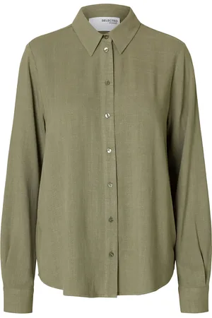 SELECTED Slfviva Ls Sun Shirt Noos Tops Shirts Long-sleeved Green