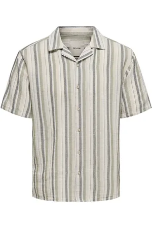 Only & Sons Onstrev Life Reg Stripe Ss Shirt Noos Tops Shirts Short-sleeved Green