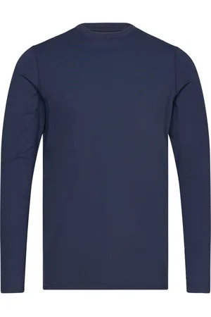 Backtee Mens First Skin Round Neck Sport T-shirts Long-sleeved Navy