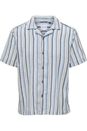 Only & Sons Onstrev Life Reg Stripe Ss Shirt Noos Tops Shirts Short-sleeved Blue