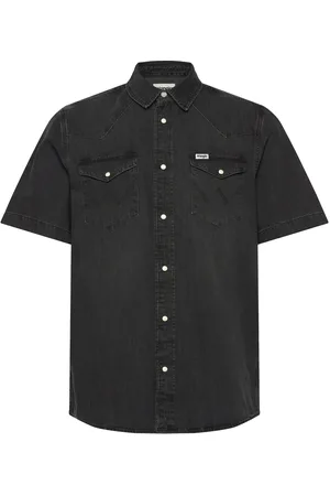 Wrangler Ss Western Shirt Tops Shirts Short-sleeved Shirts Black