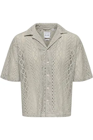 Only & Sons Onsnovak Rlx Resort Ss Lace Shirt Tops Shirts Short-sleeved Shirts Cream