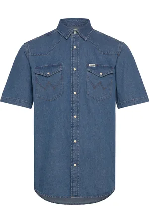 Wrangler Ss Western Shirt Tops Shirts Short-sleeved Shirts Blue