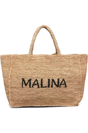 By Malina Raffia Tote Bag Designers Totes Beige
