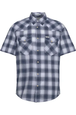 Wrangler Ss Western Shirt Tops Shirts Short-sleeved Shirts Navy