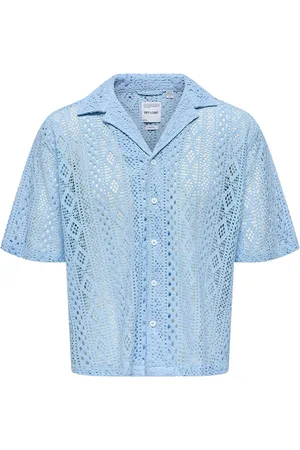 Only & Sons Onsnovak Rlx Resort Ss Lace Shirt Tops Shirts Short-sleeved Shirts Blue