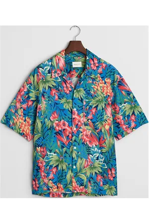 GANT Rel Tropical Print Ss Shirt Tops Shirts Short-sleeved Shirts Multi/patterned