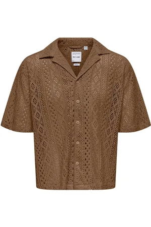 Only & Sons Onsnovak Rlx Resort Ss Lace Shirt Tops Shirts Short-sleeved Shirts Brown
